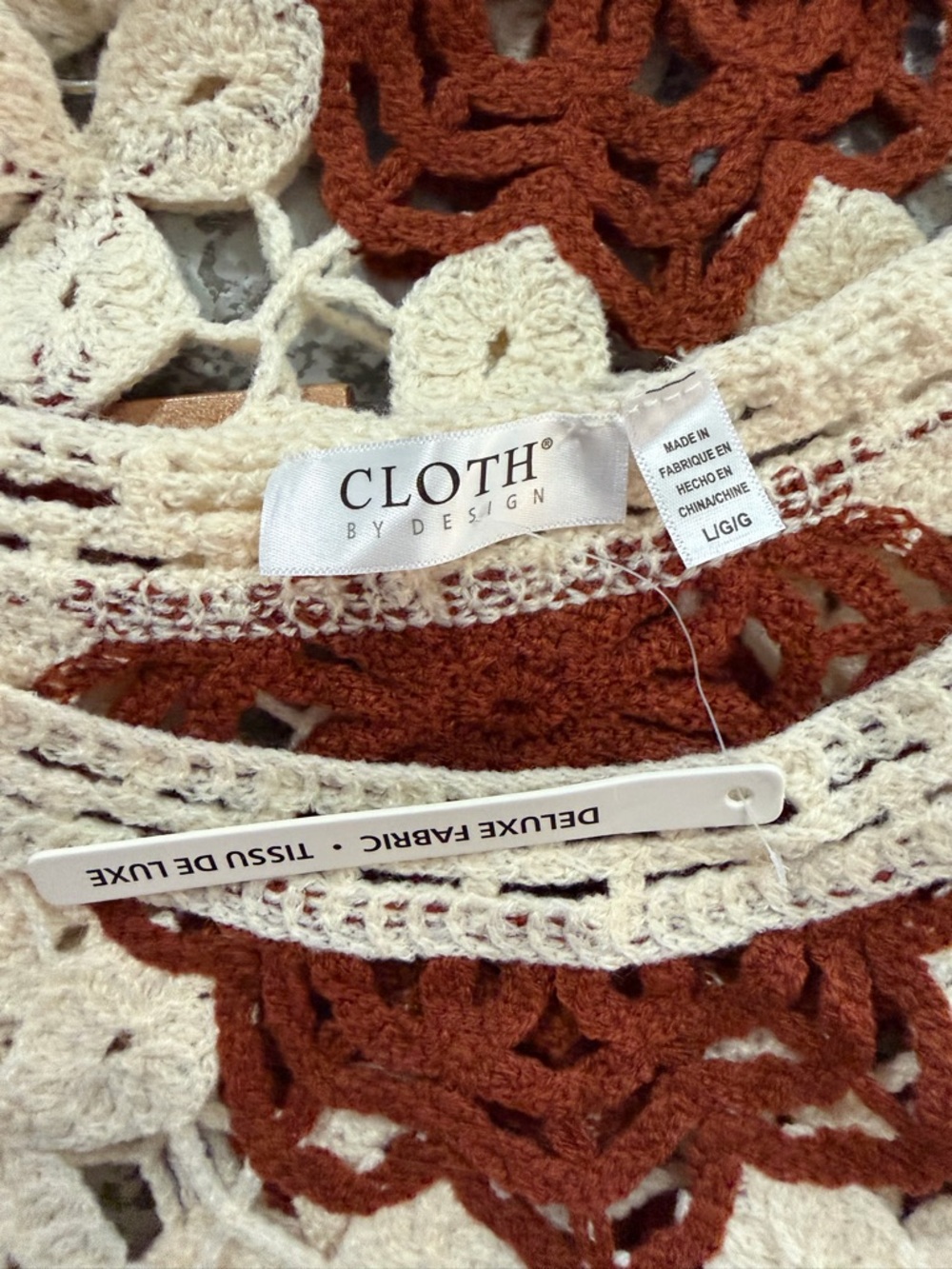 NWT Cloth by Design Boho Long Sleeve Crochet Top - Picture 9 of 10